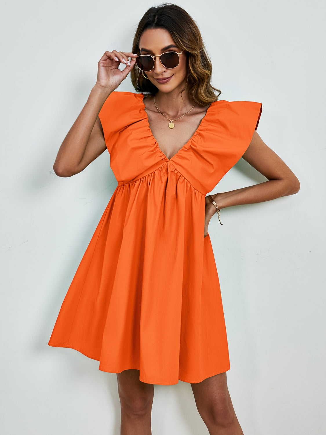 V-Neck Cap Sleeve Mini Dress - RebelReine Apparel & Co.