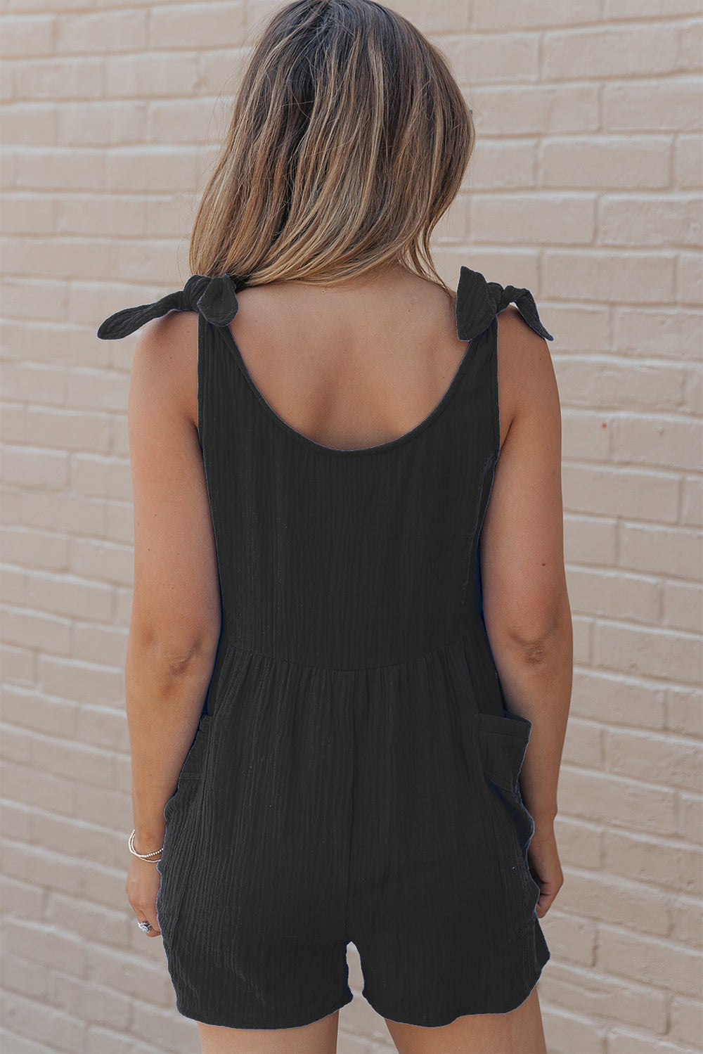 Scoop Neck Tie Shoulder Romper - RebelReine Apparel & Co.