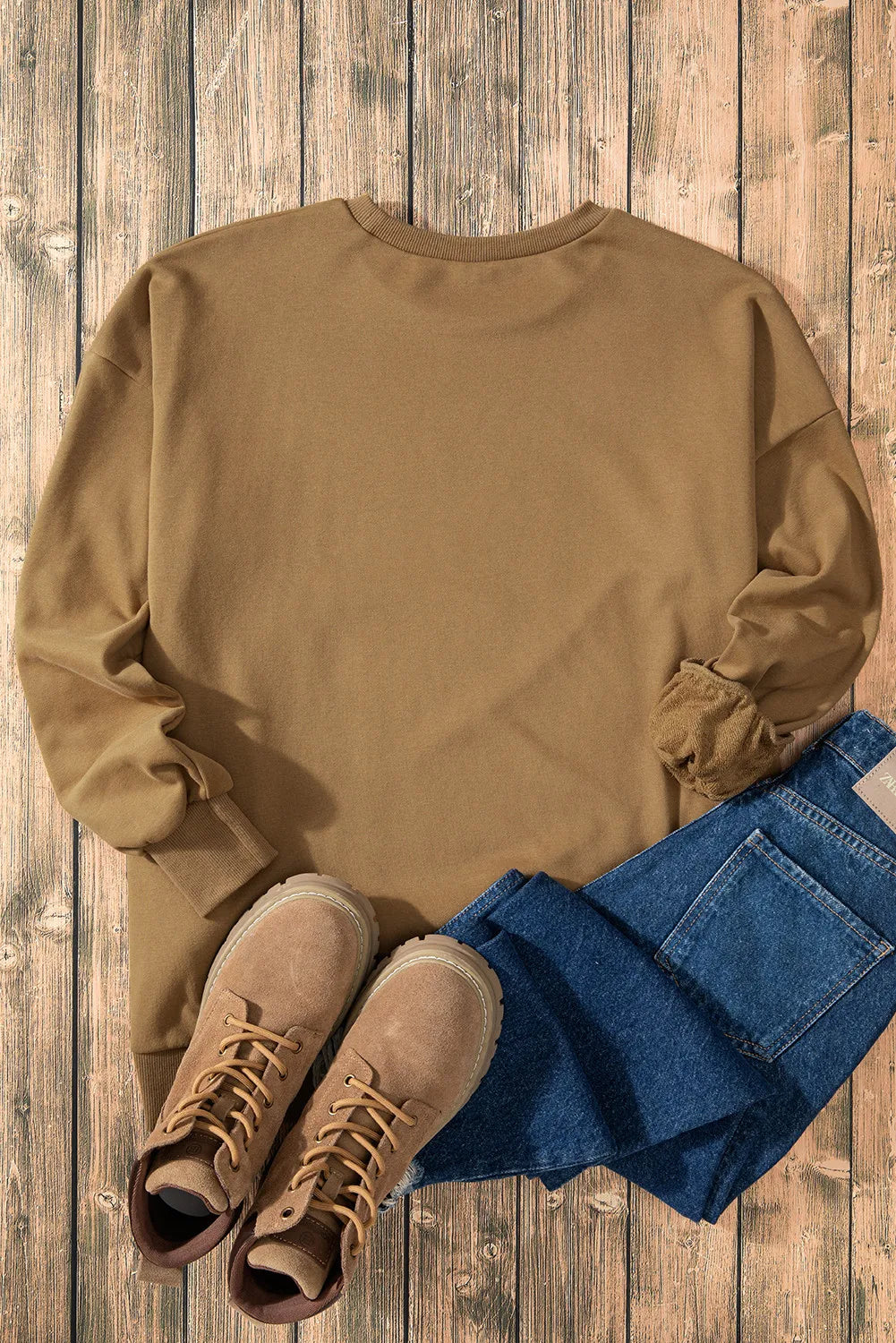 High-Low Round Neck Long Sleeve Sweatshirt