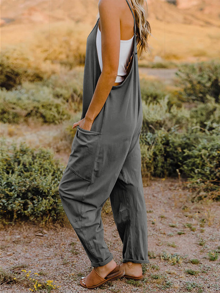 Double Take Full Size Sleeveless V-Neck Pocketed Jumpsuit - RebelReine Apparel & Co.