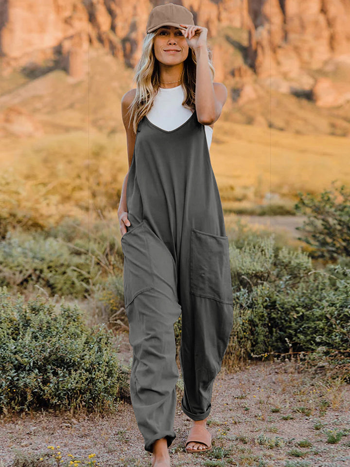 Double Take Full Size Sleeveless V-Neck Pocketed Jumpsuit - RebelReine Apparel & Co.