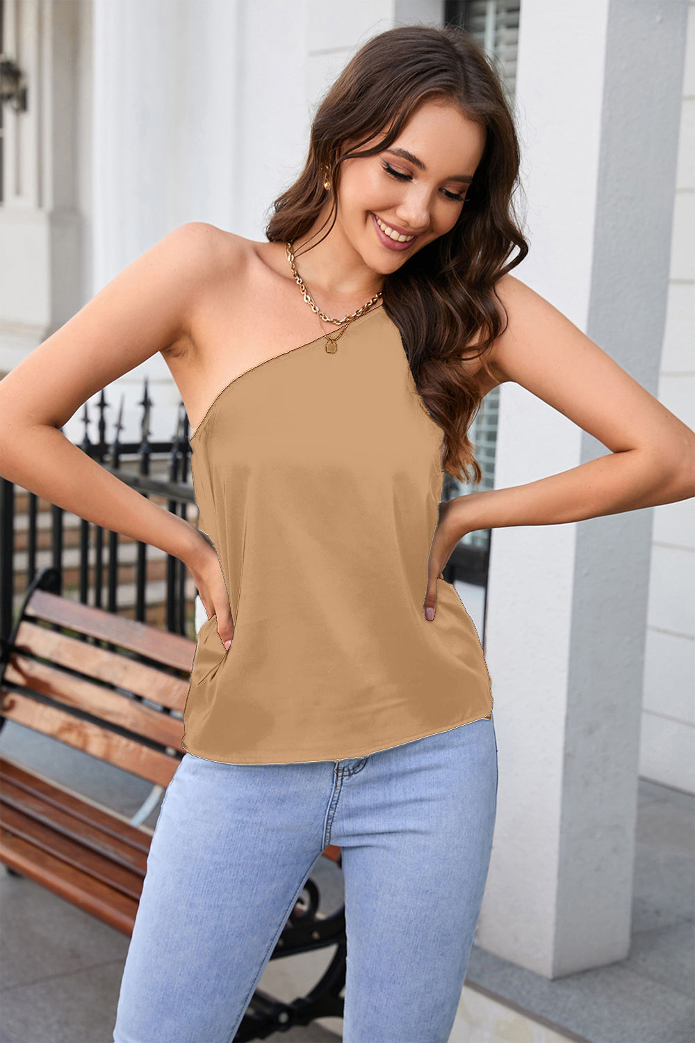 One Shoulder Sleeveless Top - RebelReine Apparel & Co.