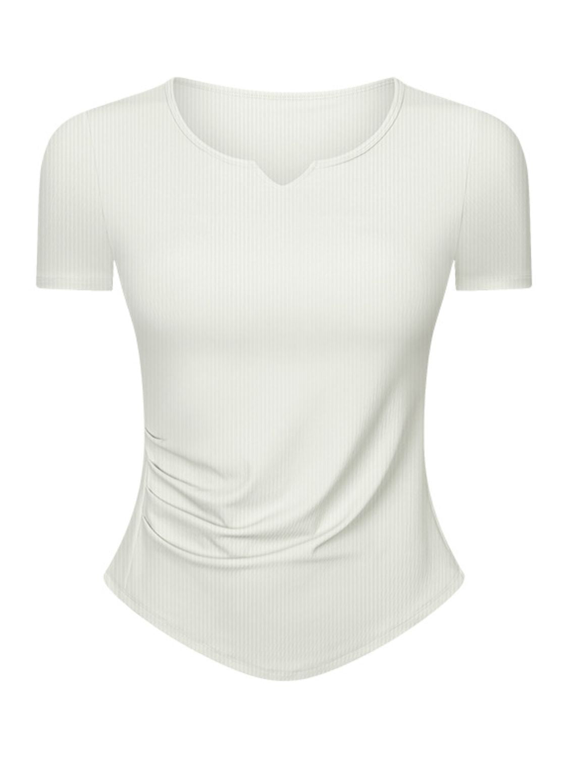 Notched Short Sleeve Active T-Shirt - RebelReine Apparel & Co.