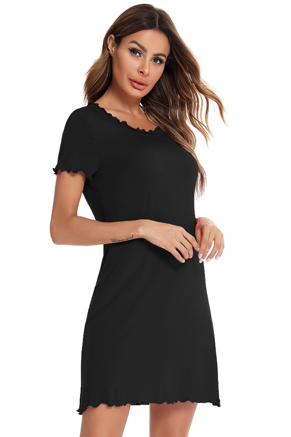 Round Neck Short Sleeve Lounge Dress - RebelReine Apparel & Co.