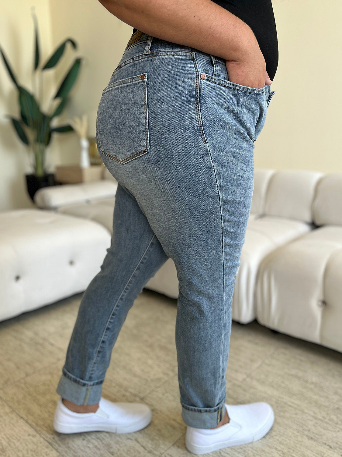 Judy Blue Full Size High Waist Cuff Hem Skinny Jeans - RebelReine Apparel & Co.