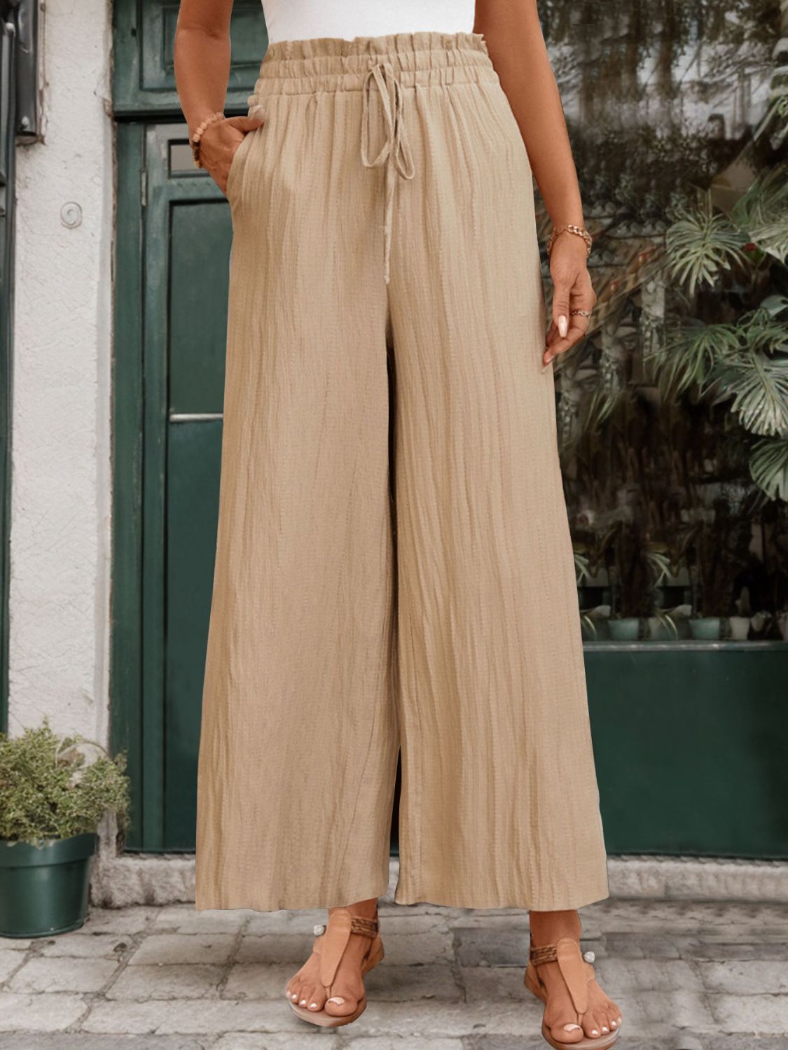 Frill Wide Leg Pants - RebelReine Apparel & Co.