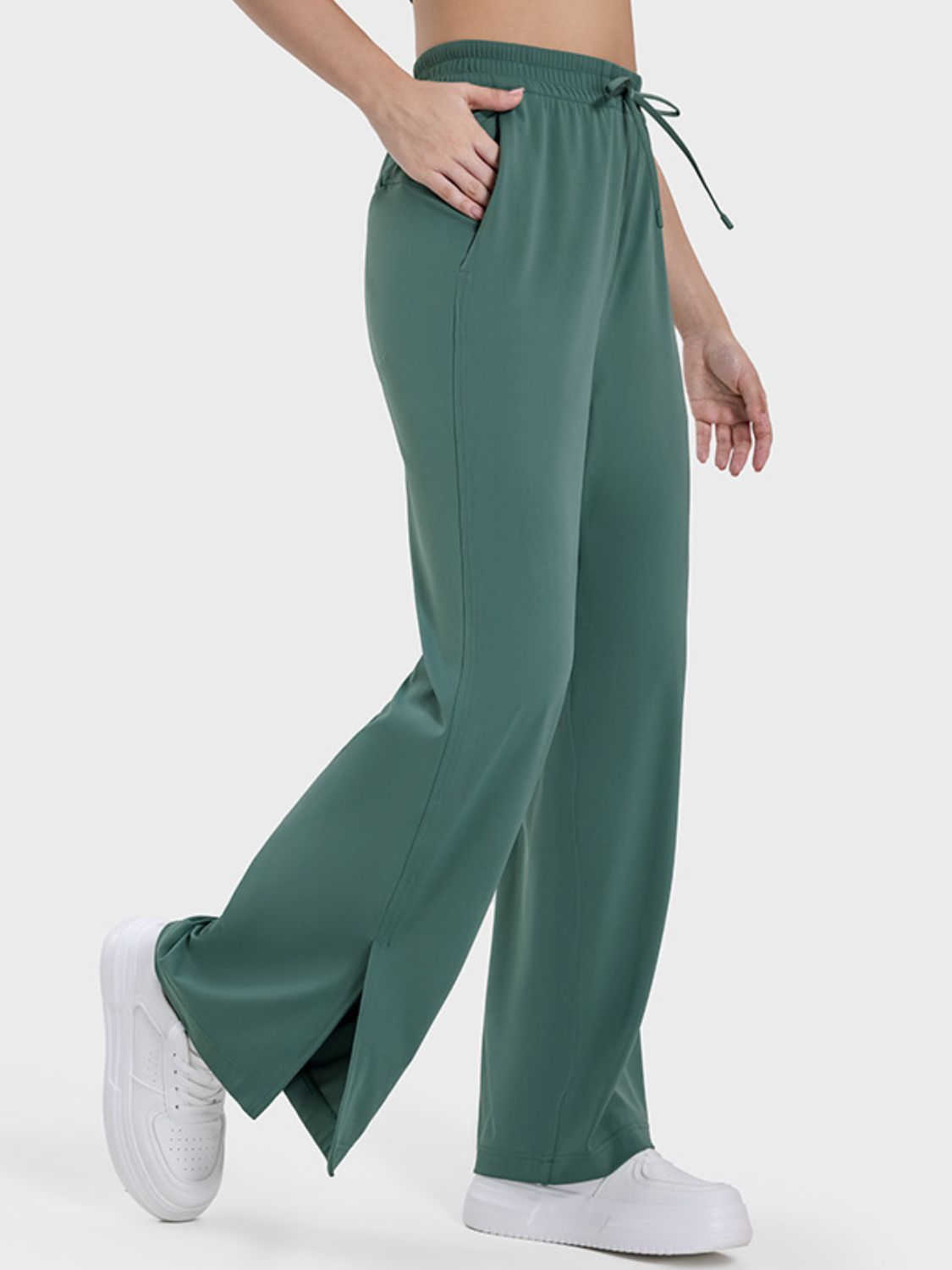 Slit Wide Leg Active Pants - RebelReine Apparel & Co.