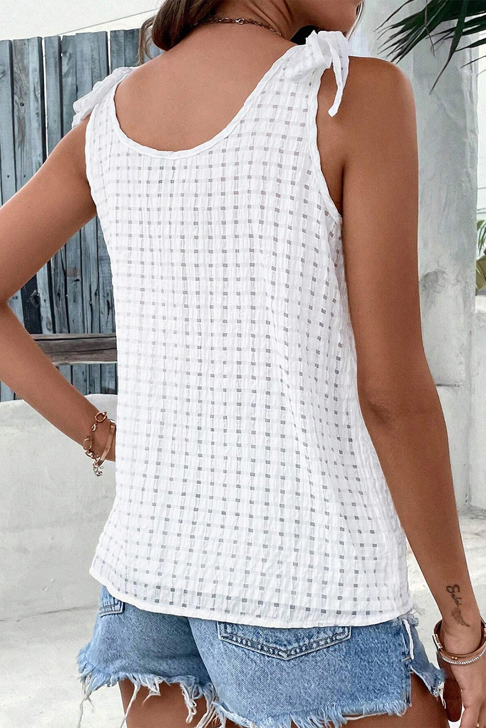 Tied V-Neck Wide Strap Tank - RebelReine Apparel & Co.