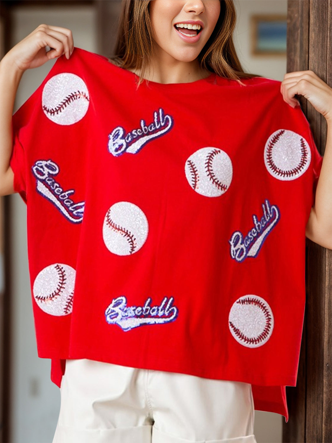 Baseball Round Neck Half Sleeve T-Shirt - RebelReine Apparel & Co.