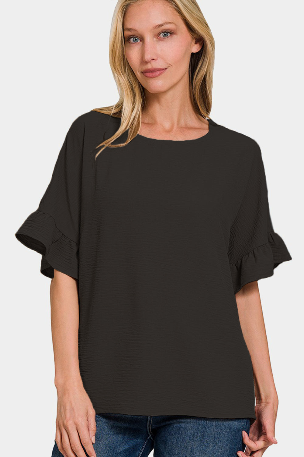 Zenana V-Neck Flutter Sleeve Top - RebelReine Apparel & Co.