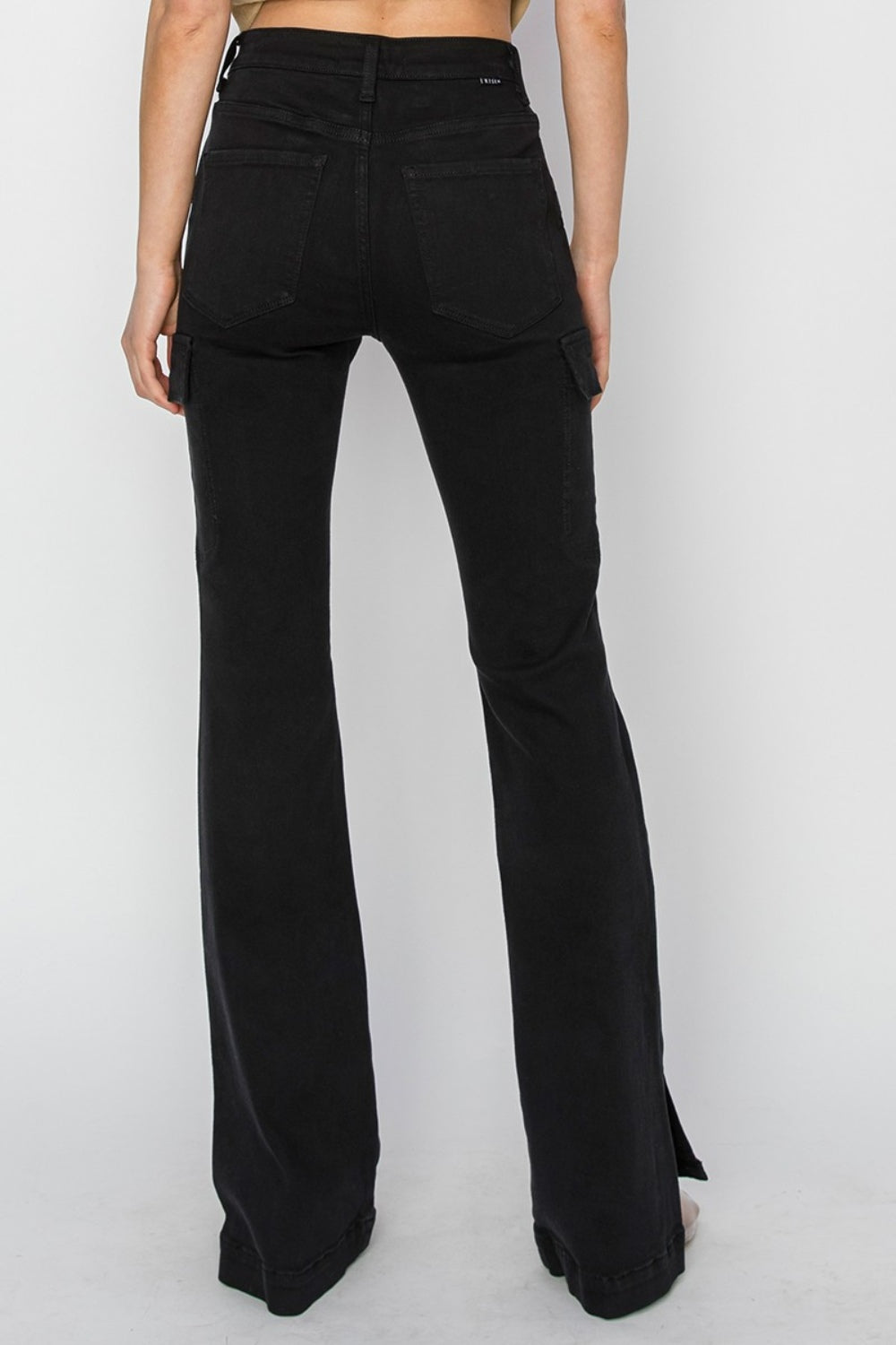 Risen Full Size High Rise Side Slit Cargo Bootcut Jeans - RebelReine Apparel & Co.