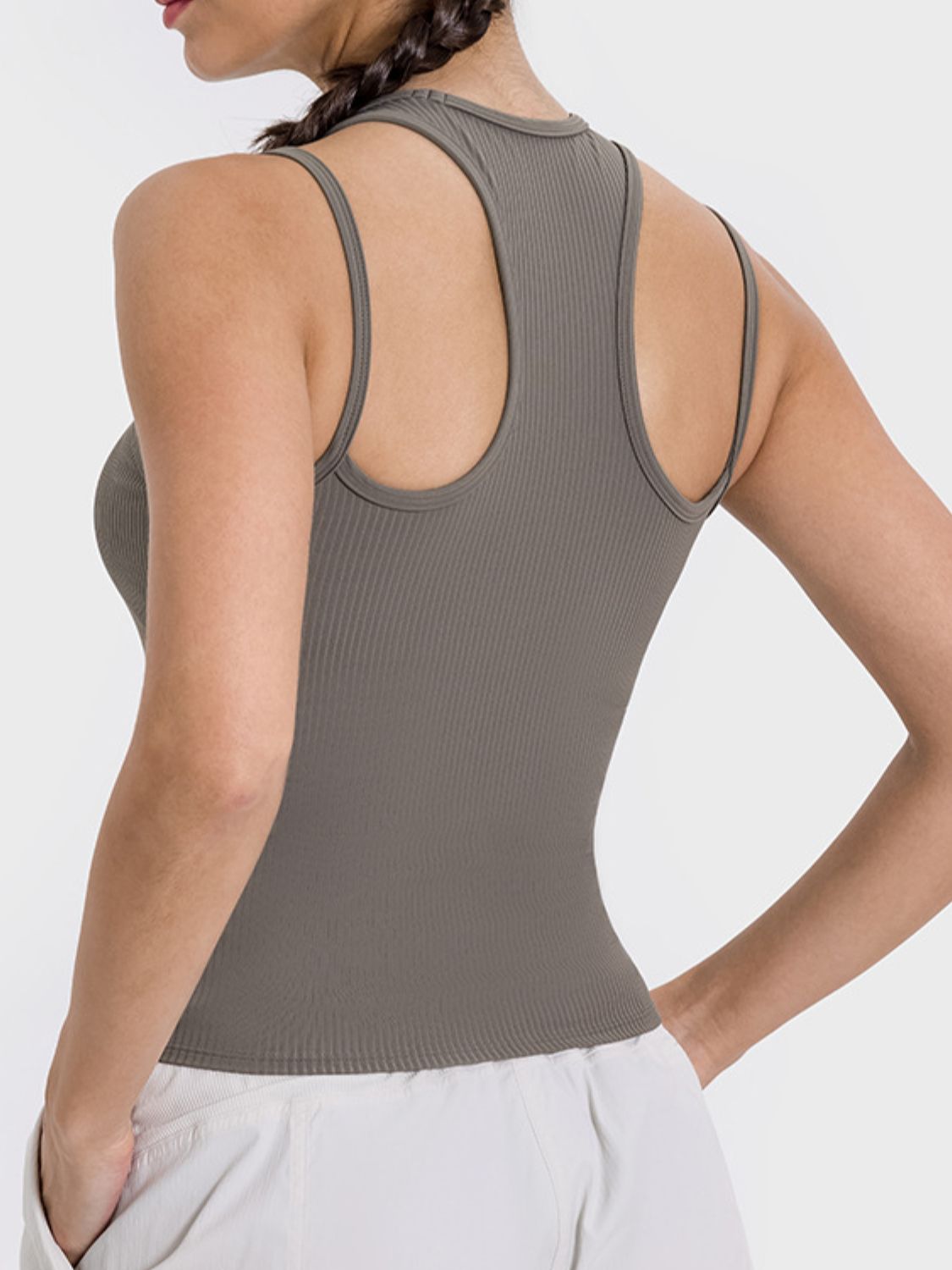 Cutout Round Neck Racerback Active Tank - RebelReine Apparel & Co.