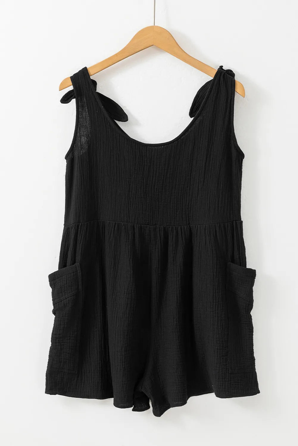 Scoop Neck Tie Shoulder Romper - RebelReine Apparel & Co.