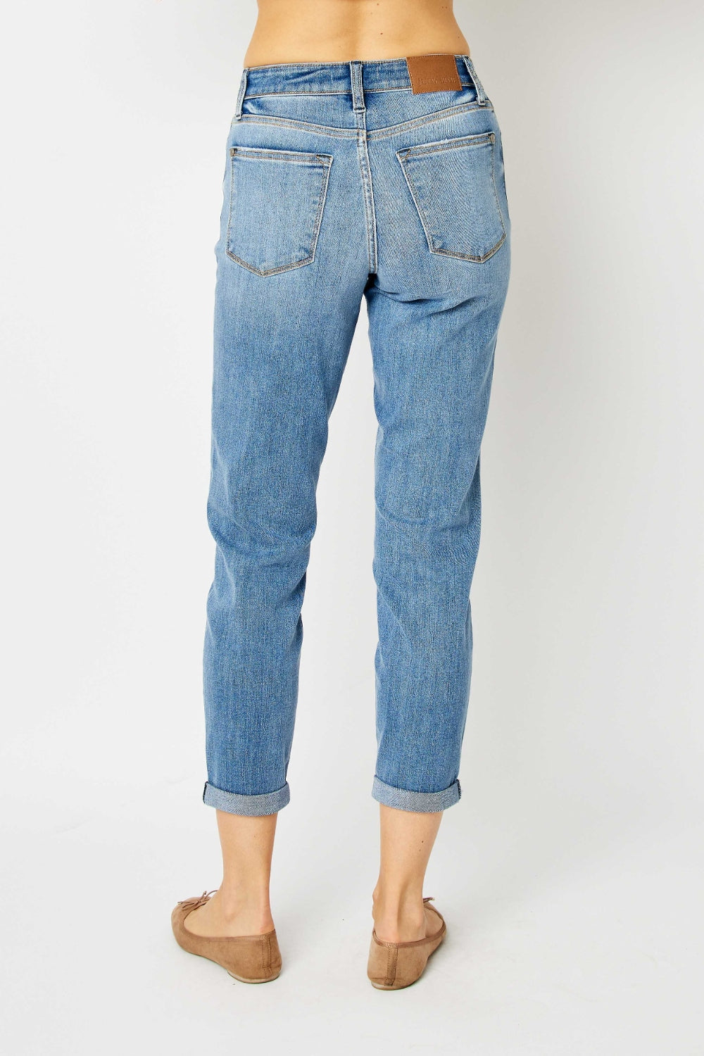 Judy Blue Full Size Cuffed Hem Low Waist Slim Jeans - RebelReine Apparel & Co.