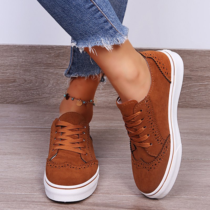 Lace-Up Suedette Flat Sneakers - RebelReine Apparel & Co.