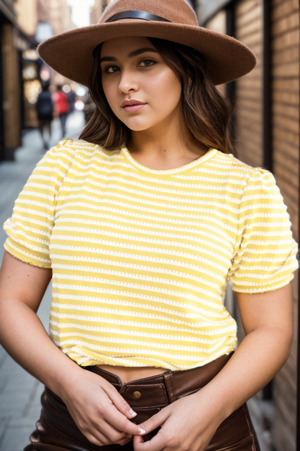 Plus Size Striped Round Neck T-Shirt - RebelReine Apparel & Co.