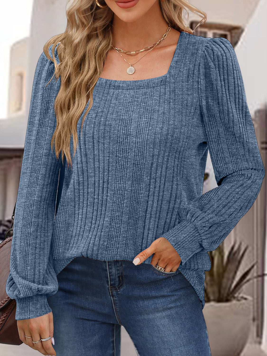 Square Neck Long Sleeve Top - RebelReine Apparel & Co.