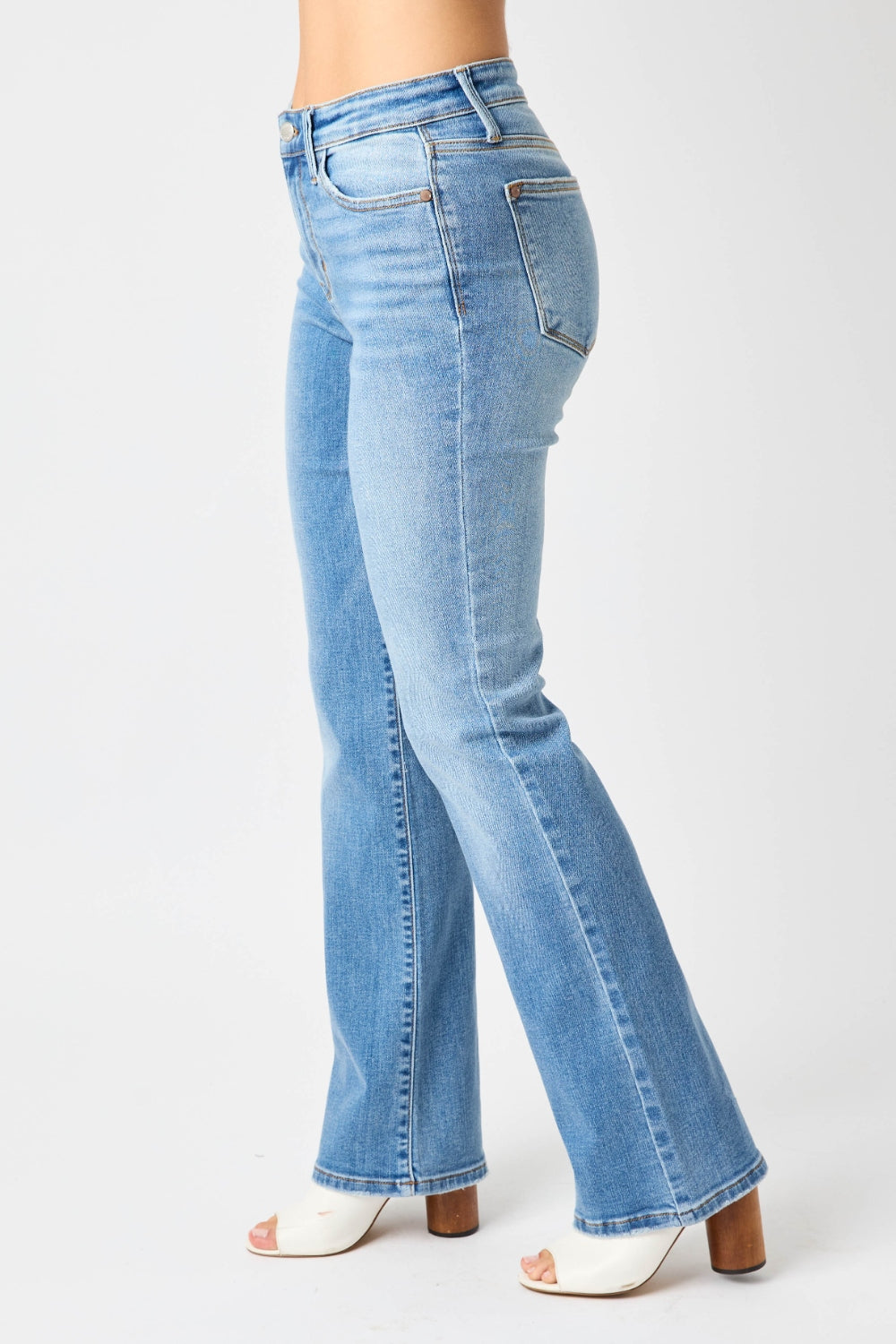 Judy Blue Full Size Mid-Rise Waist Straight Jeans - RebelReine Apparel & Co.