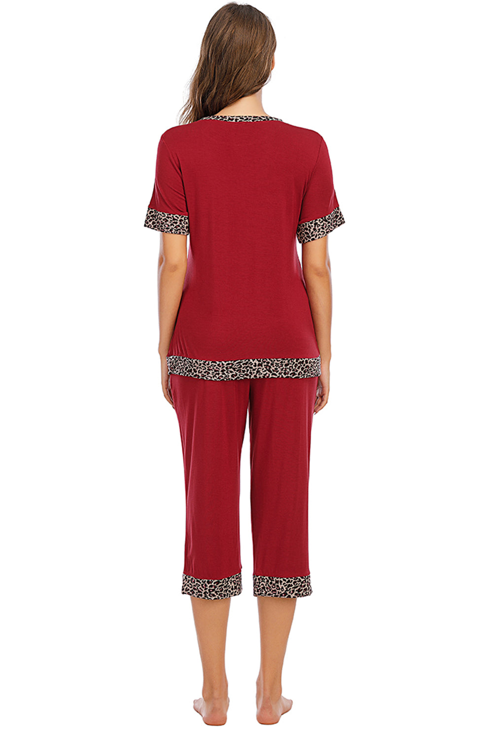 Round Neck Short Sleeve Top and Capris Pants Lounge Set - RebelReine Apparel & Co.