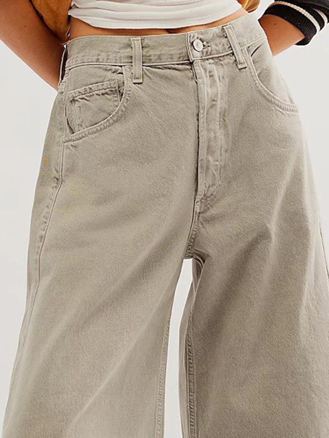 Raw Hem Wide Leg Jeans with Pockets - RebelReine Apparel & Co.