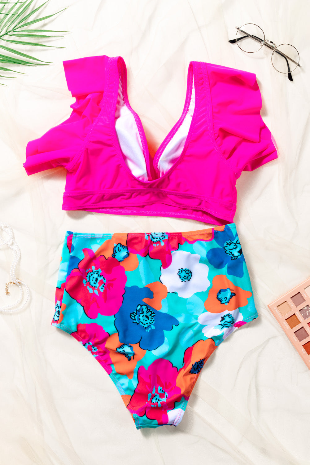 Cropped Swim Top and Floral Bottoms Set - RebelReine Apparel & Co.