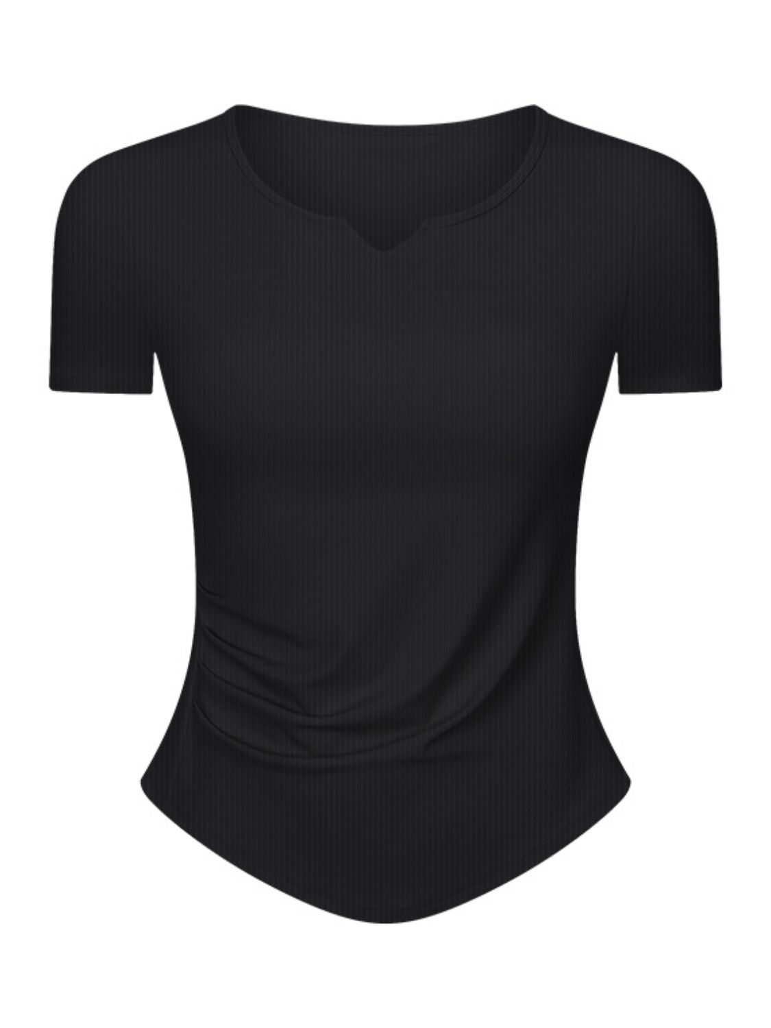 Notched Short Sleeve Active T-Shirt - RebelReine Apparel & Co.