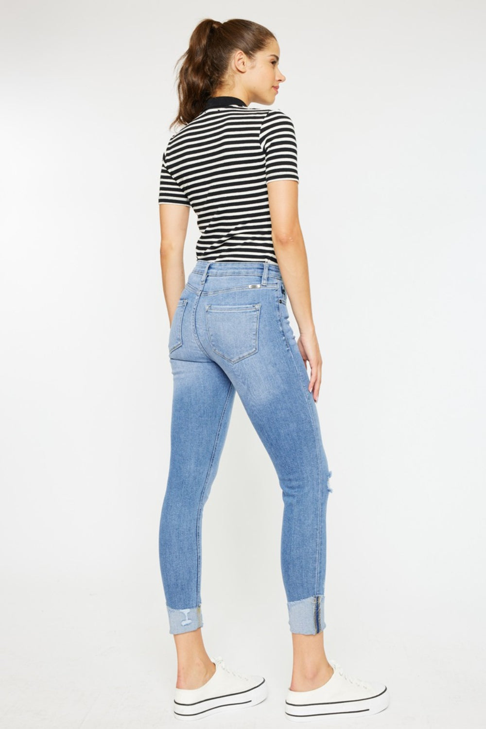 Kancan Distressed Cat's Whiskers Button Fly Jeans - RebelReine Apparel & Co.