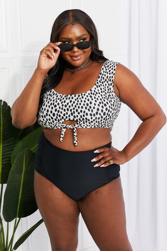 Marina West Swim Sanibel Crop Swim Top and Ruched Bottoms Set in Black - RebelReine Apparel & Co.